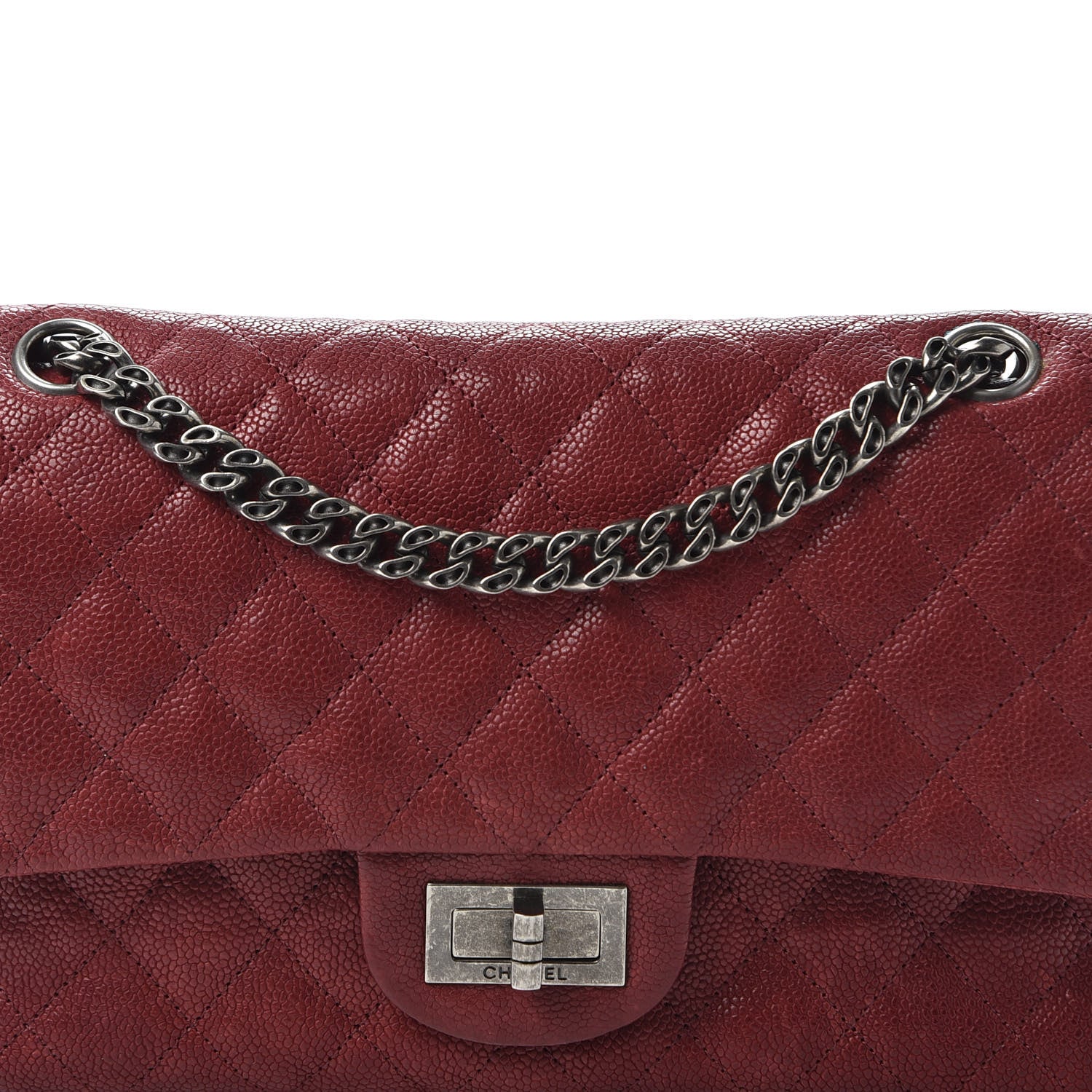 Chanel Washed Caviar Quilted 2.55 Reissue 225 Bijoux Chain Flap Red 9 of 9