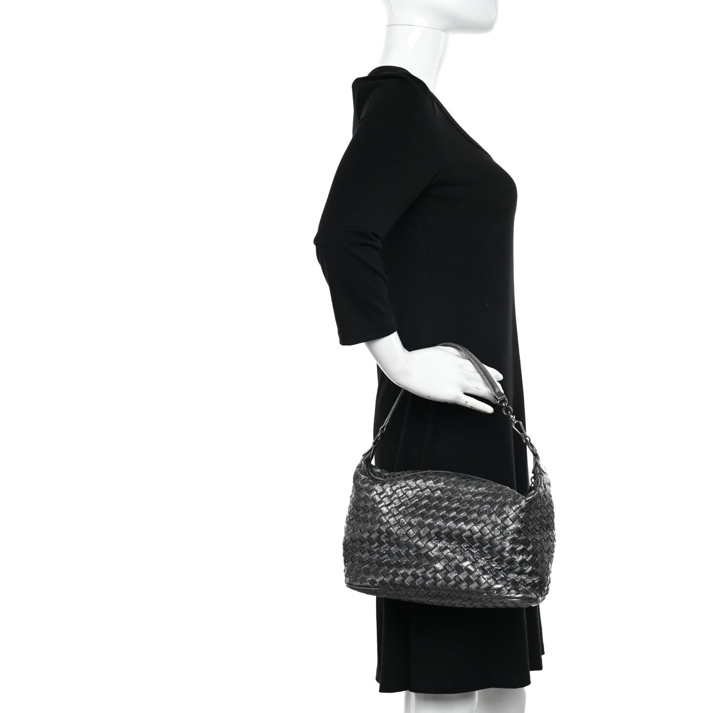 Metallic Nappa Intrecciato Small Shoulder Bag Steel