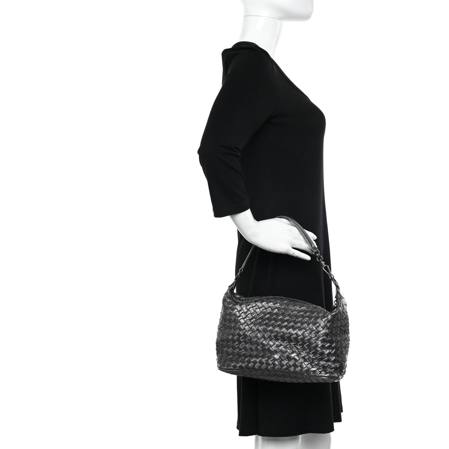 Bottega Veneta Metallic Nappa Intrecciato Small Shoulder Bag Steel 2 of 12