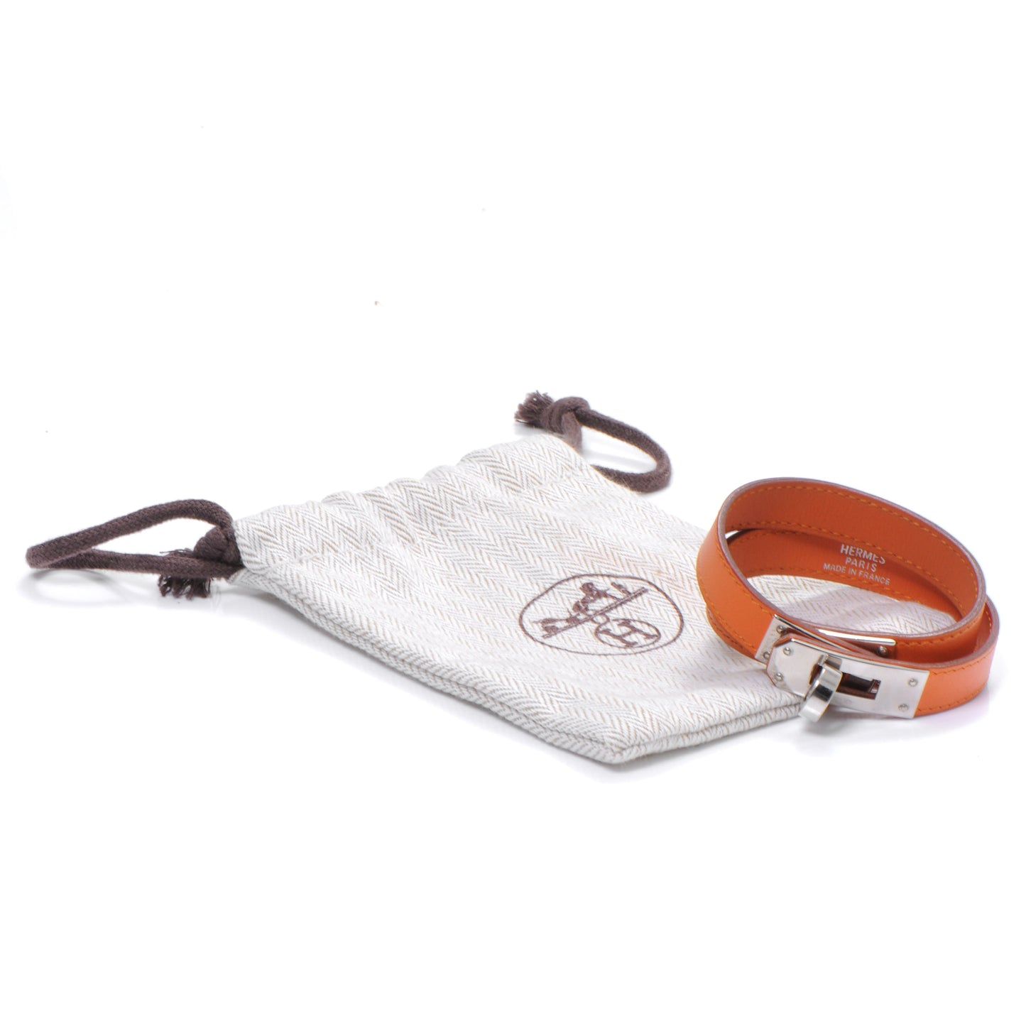 Chamonix Leather Kelly Double Tour Bracelet Orange Small