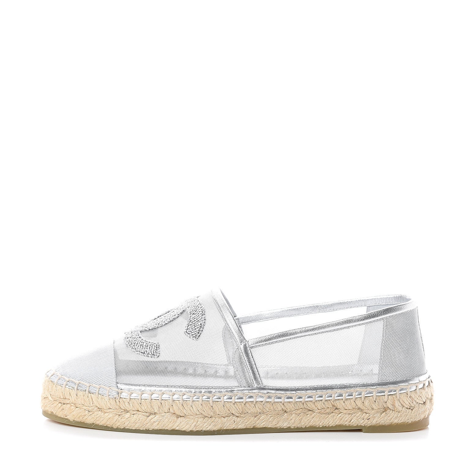 Chanel Mesh Grosgrain CC Espadrilles 36 Silver 1 of 7