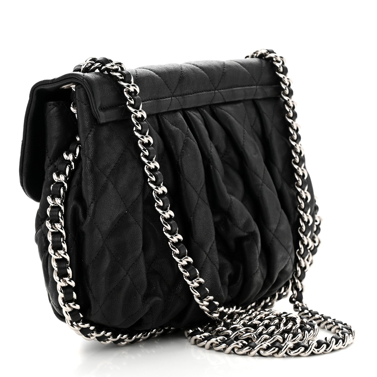 Chanel Washed Lambskin Quilted Medium Chain Around Messenger Black 3 of 11