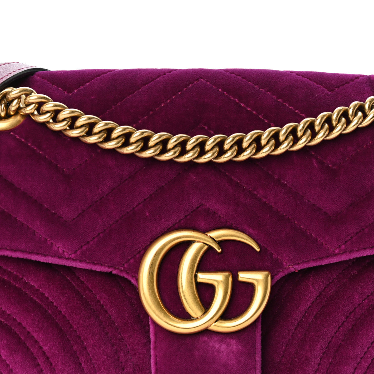 Gucci Velvet Matelasse Small GG Marmont Shoulder Bag Fuchsia Violet Cyclamen 7 of 9
