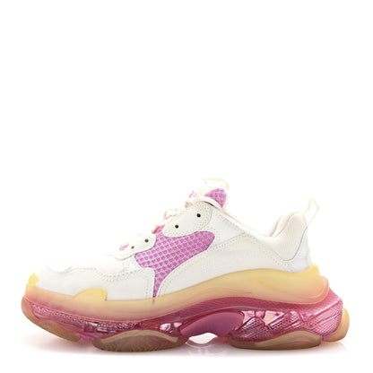Balenciaga Fabric Mesh Clear Sole Womens Triple S Sneakers 40 White Pink 1 of 10
