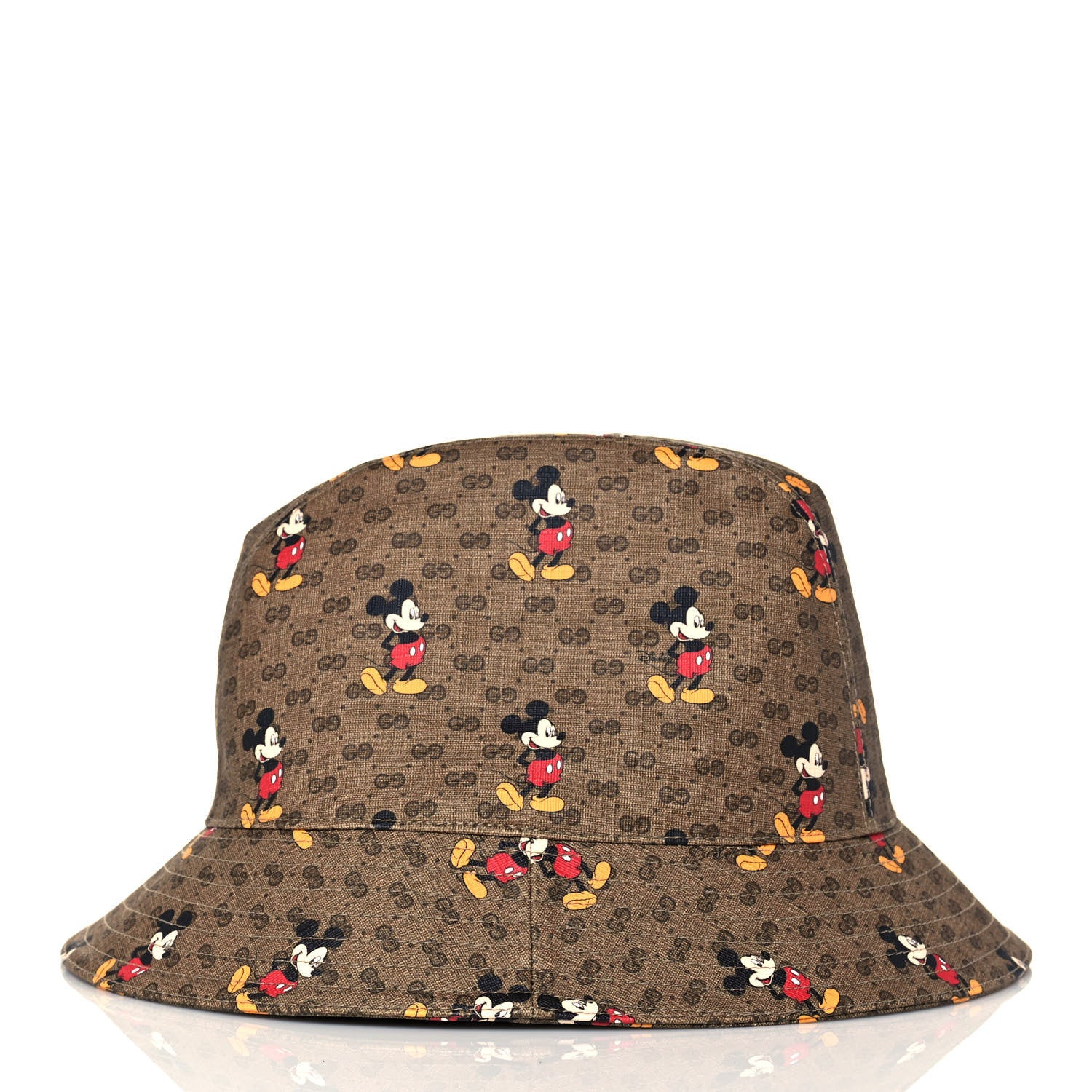 Gucci X DISNEY Mini Vintage GG Supreme Monogram Mickey Mouse Trent Bucket Hat M Beige Ebony Yellow 4 of 9
