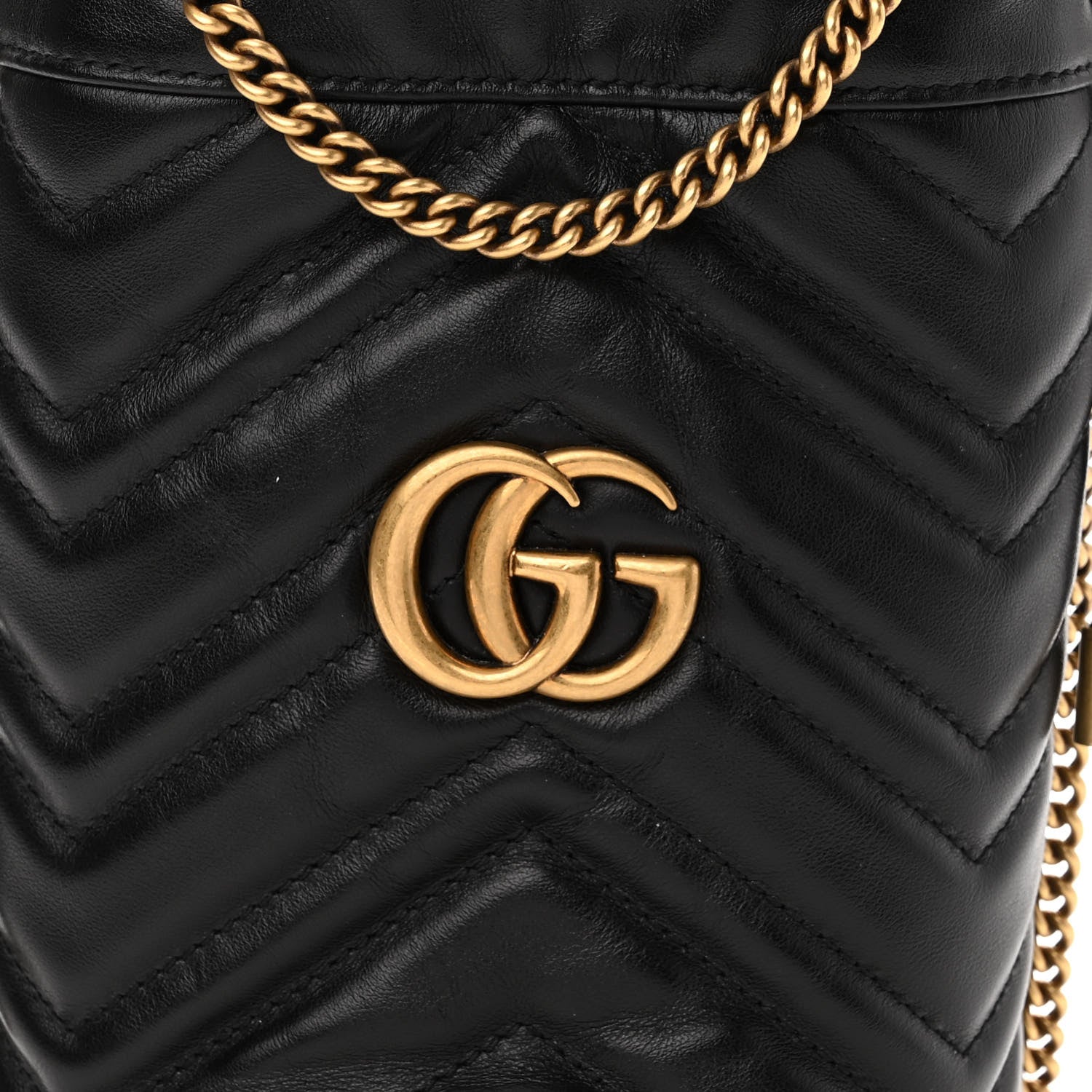 Gucci Calfskin Matelasse Mini GG Marmont 2.0 Bucket Bag Black 7 of 9