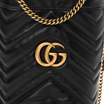 Gucci Calfskin Matelasse Mini GG Marmont 2.0 Bucket Bag Black 7 of 9