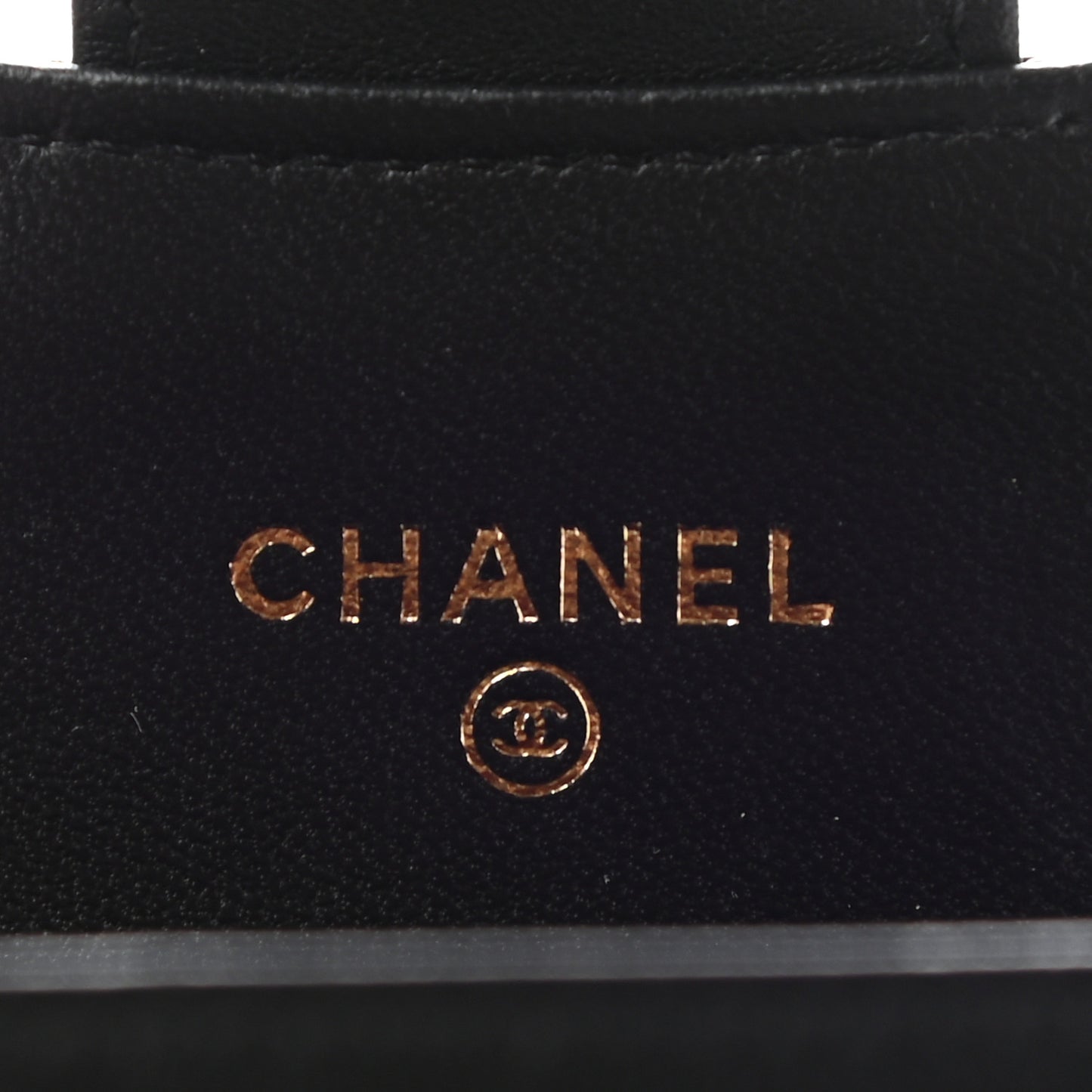 Lambskin Chevron Quilted Flap Card Holder Black