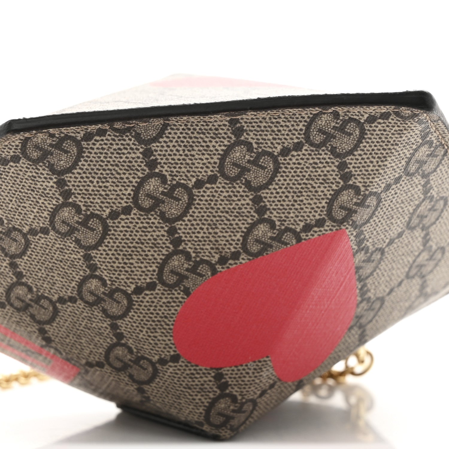 Gucci GG Supreme Monogram Love Heart Valentines Day Mini Padlock Heart Bag Beige Ebony New Geranium 9 of 10