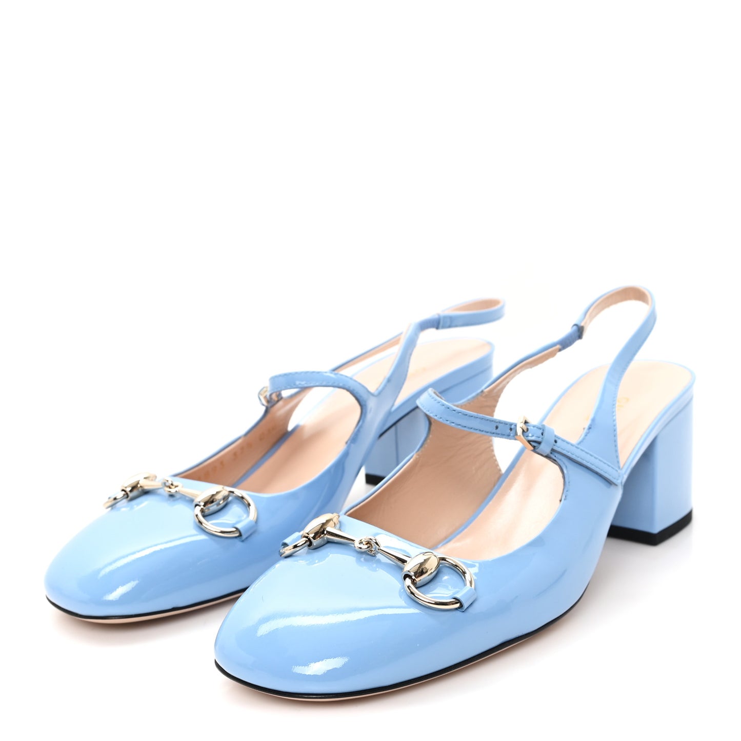 Vernice Crystal Horsebit Charlotte 42mm Slingback Pumps 37.5 Glacial Blue