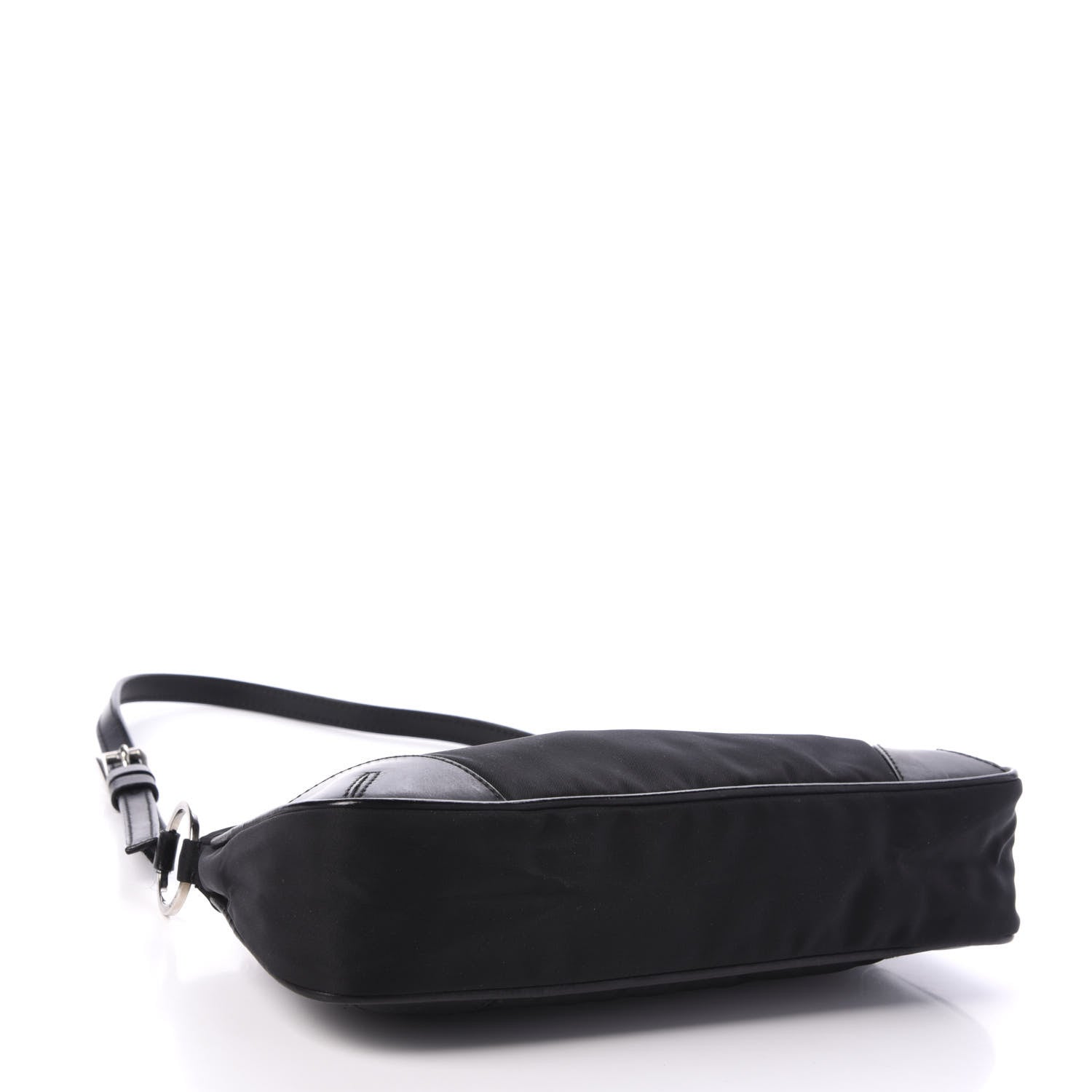 Prada Tessuto Nylon Soft Calfskin Shoulder Bag Black 4 of 9