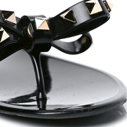 Valentino Garavani PVC Jelly Rockstud Bow Thong Sandals 38 Black 6 of 8