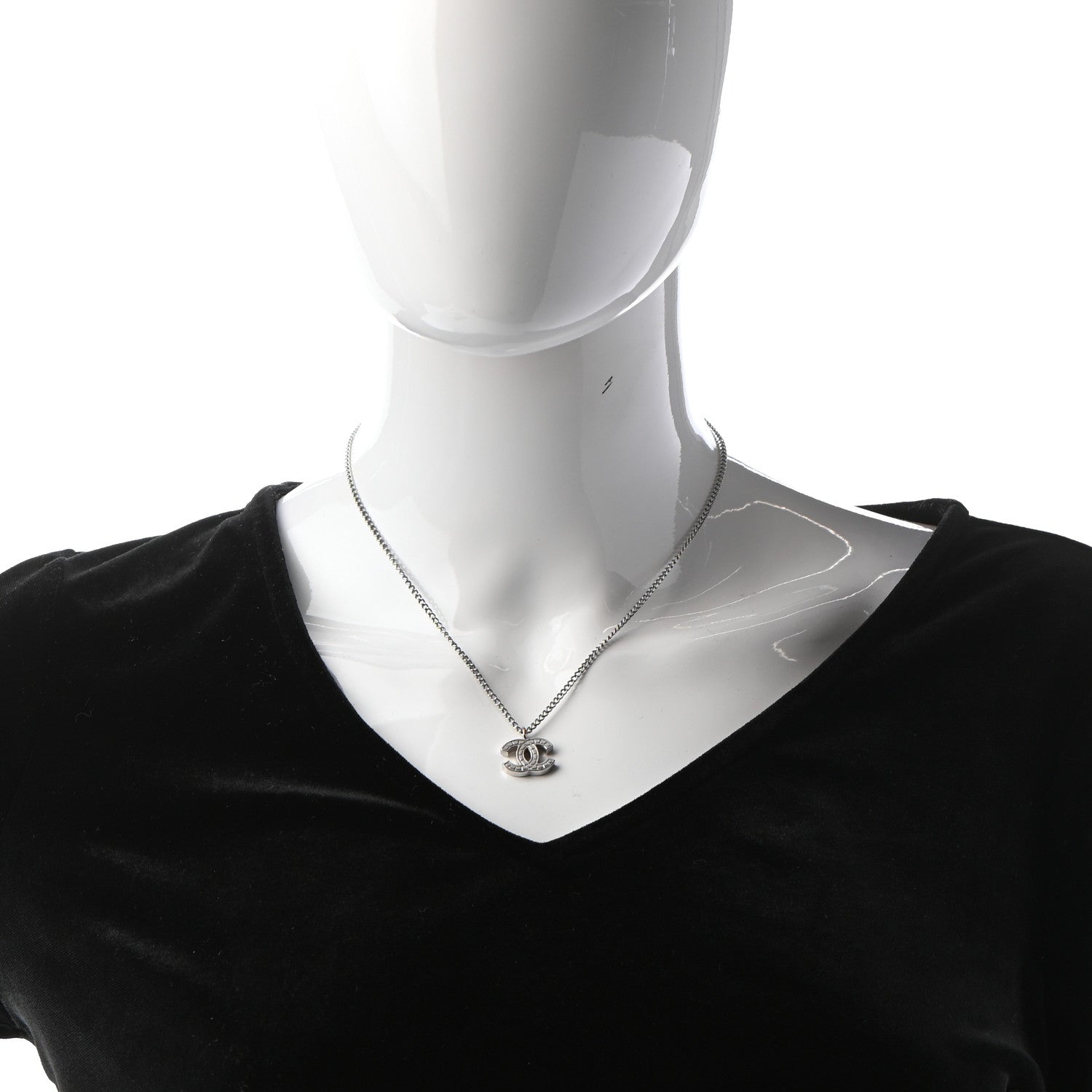 Chanel CC Pendant Necklace Silver 2 of 6