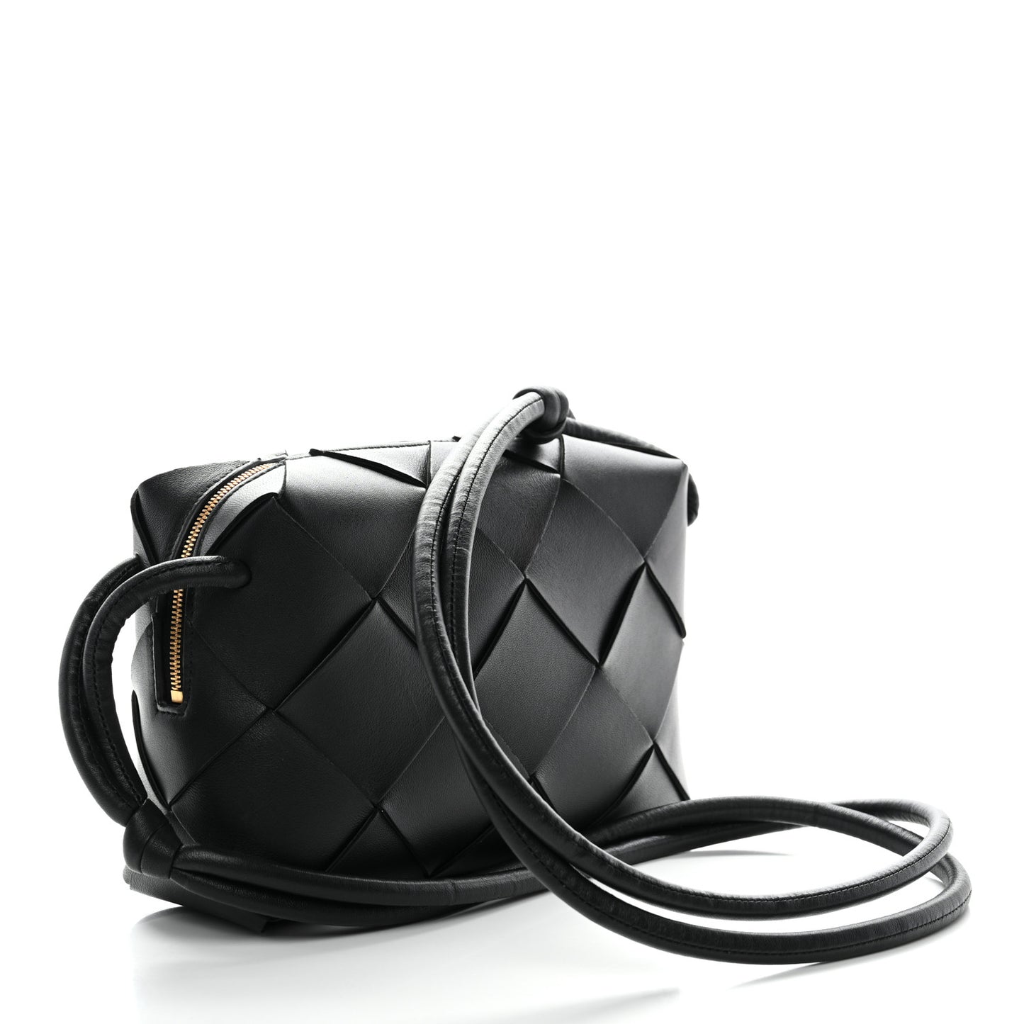 Lambskin Maxi Intrecciato Small Cassette Camera Bag Black
