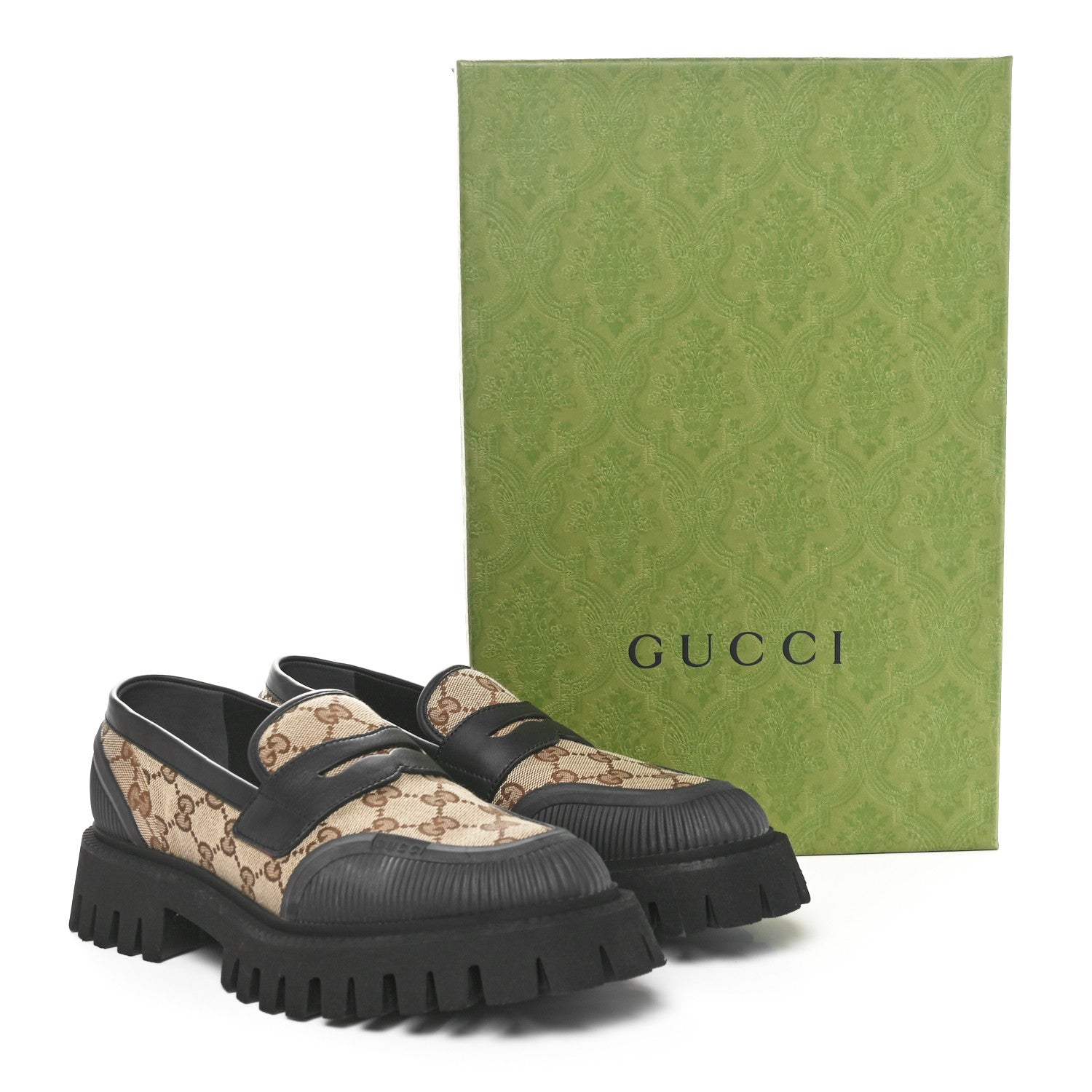 Gucci GG Monogram Miro Soft Calfskin Platform Loafers 39.5 Beige Ebony Black 9 of 9