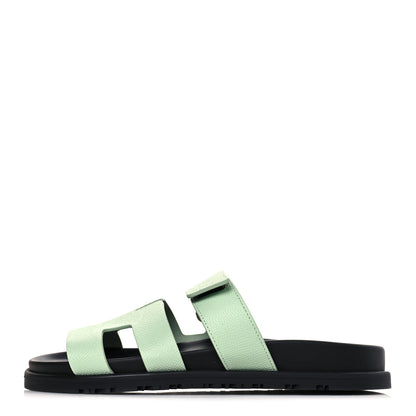Hermes Epsom Womens Chypre Sandals 37.5 Vert Jade 1 of 9