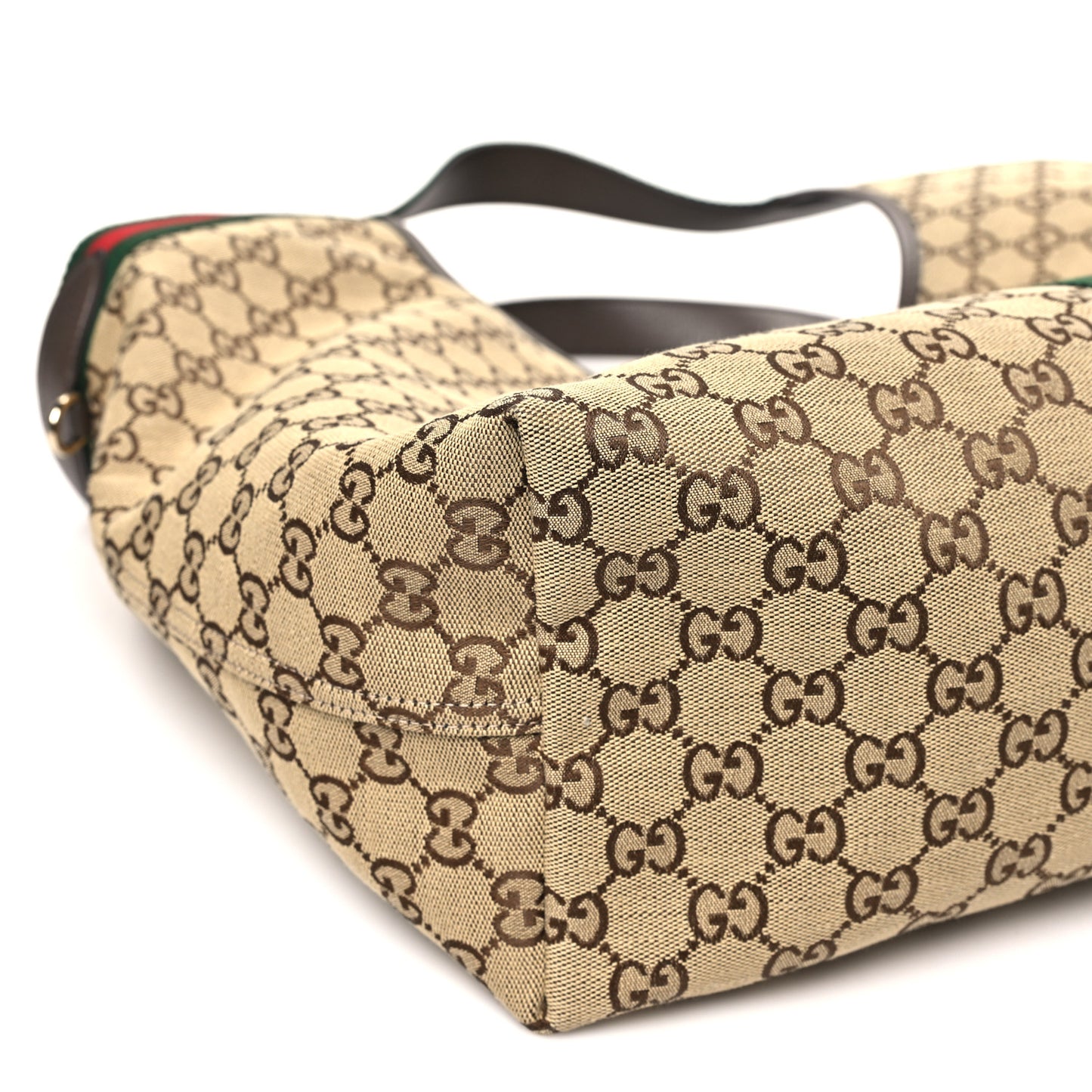 GG Monogram Web Large Giglio Tote Beige Brown