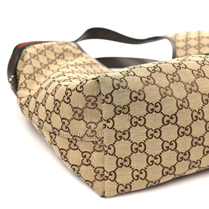 Gucci GG Monogram Web Large Giglio Tote Beige Brown 9 of 10