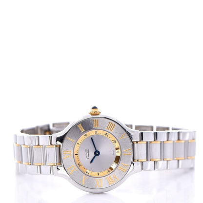 Cartier Stainless Steel 18K Yellow Gold 28mm Must De 21 Quartz Watch 3 of 10