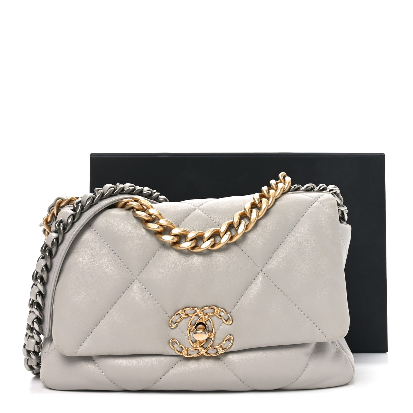 Lambskin Quilted Medium Chanel 19 Flap Grey