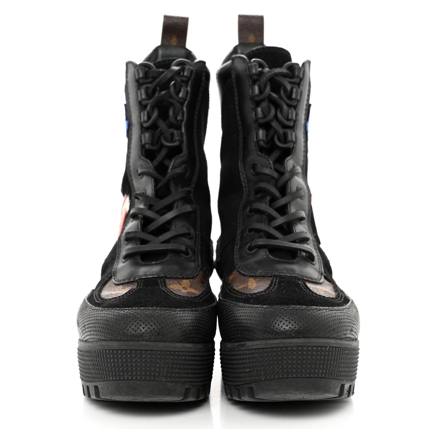 Louis Vuitton Suede Calfskin Monogram LV Black Heart Laureate Platform Desert Boots 35.5 Black 2 of 10