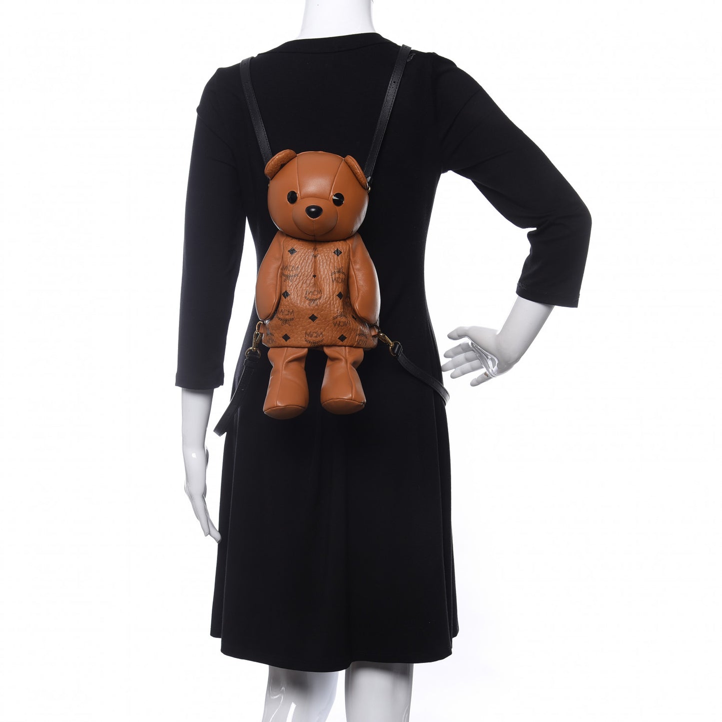 Calfskin Visetos Bear Zoo Doll Backpack Cognac