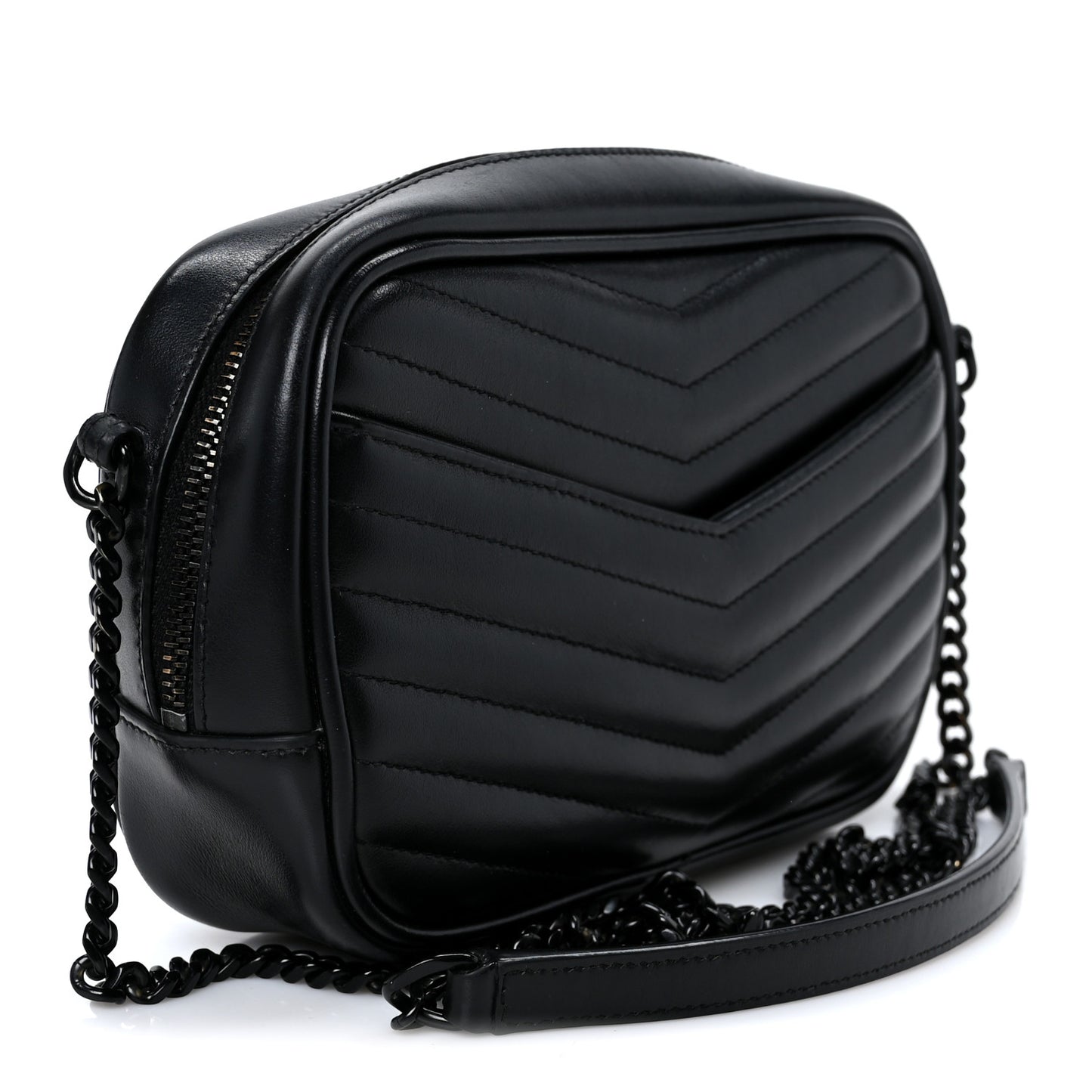 Calfskin Matelasse Monochrome Monogram Mini Lou Camera Bag Black