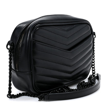 Saint Laurent Calfskin Matelasse Monochrome Monogram Mini Lou Camera Bag Black 2 of 10