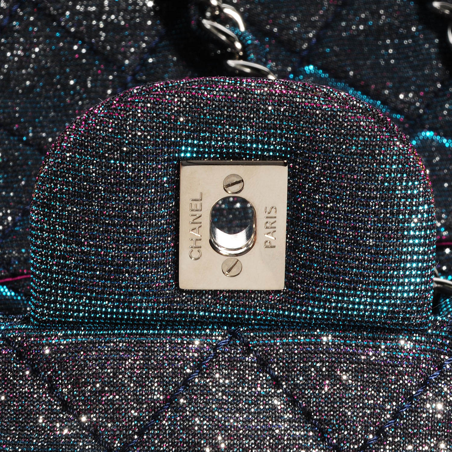 Chanel Iridescent Glitter Fabric Jumbo Single Flap Multicolor 6 of 9