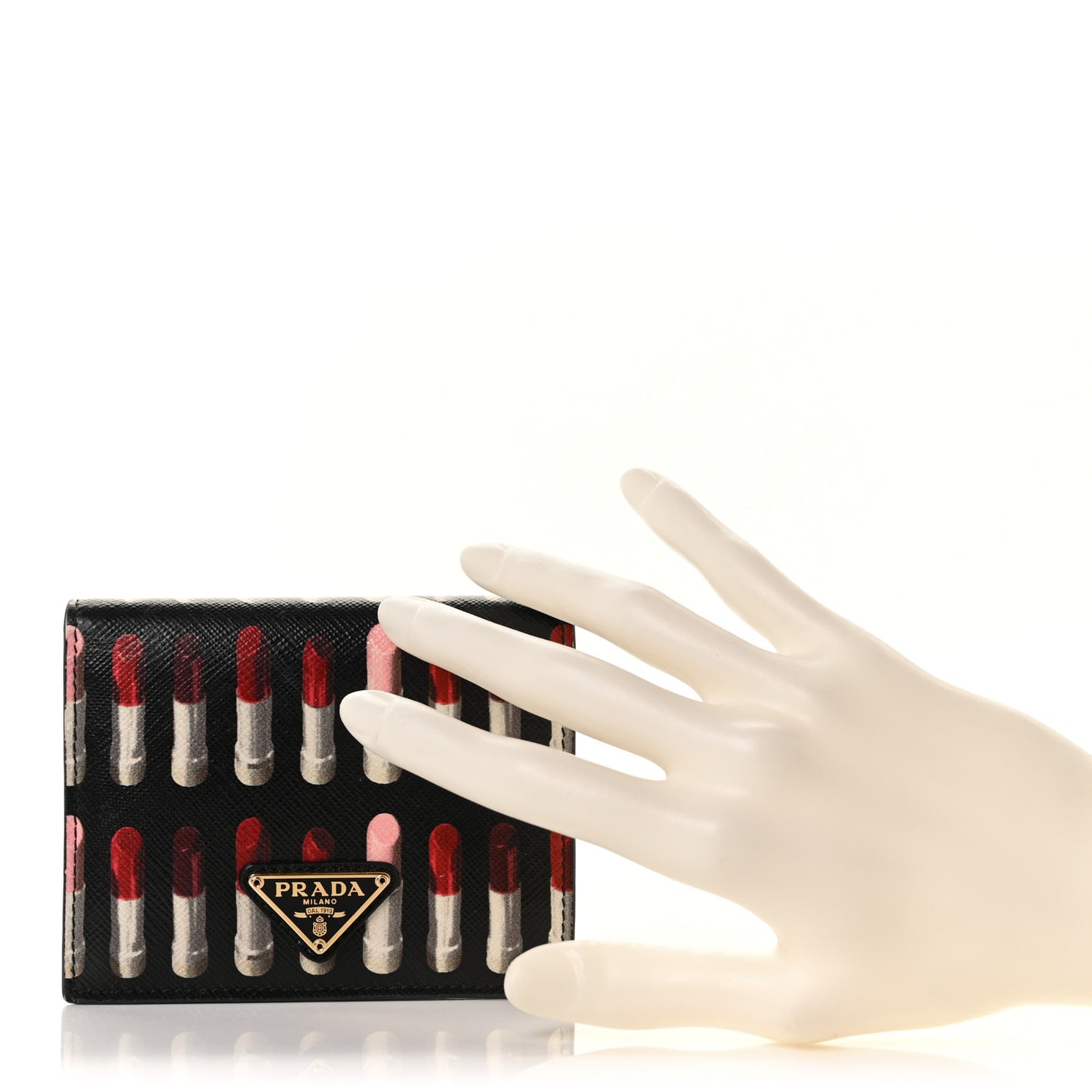 Saffiano Lipstick Print Bi-Fold Wallet Black