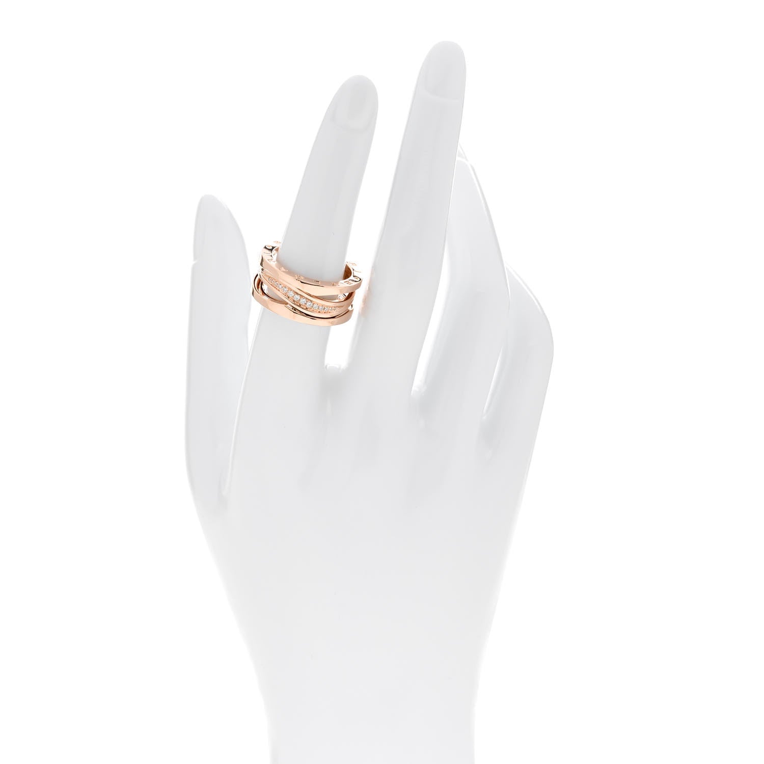 Bulgari 18K Rose Gold Diamond Pave B.Zero1 Legend Ring 55 7.25 2 of 7