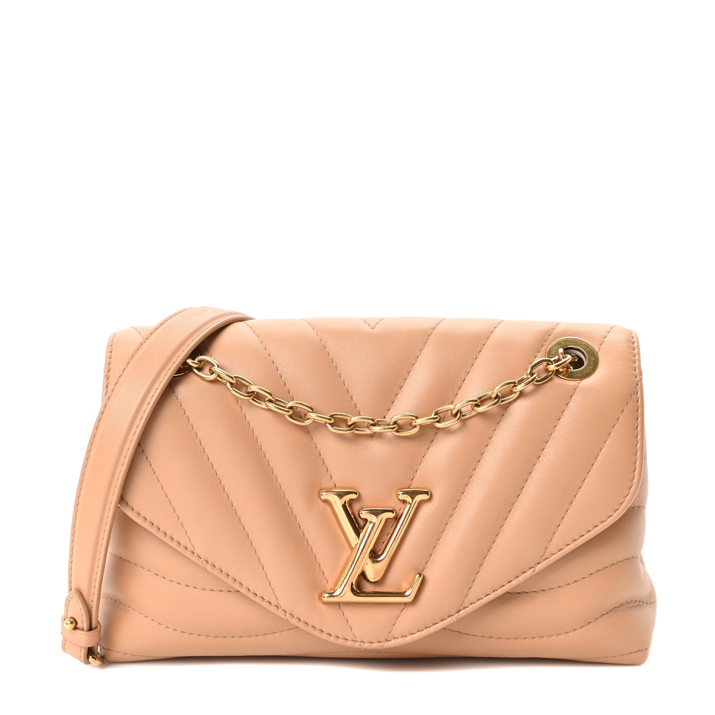 Calfskin LV New Wave Chain Bag Taupe Arizona