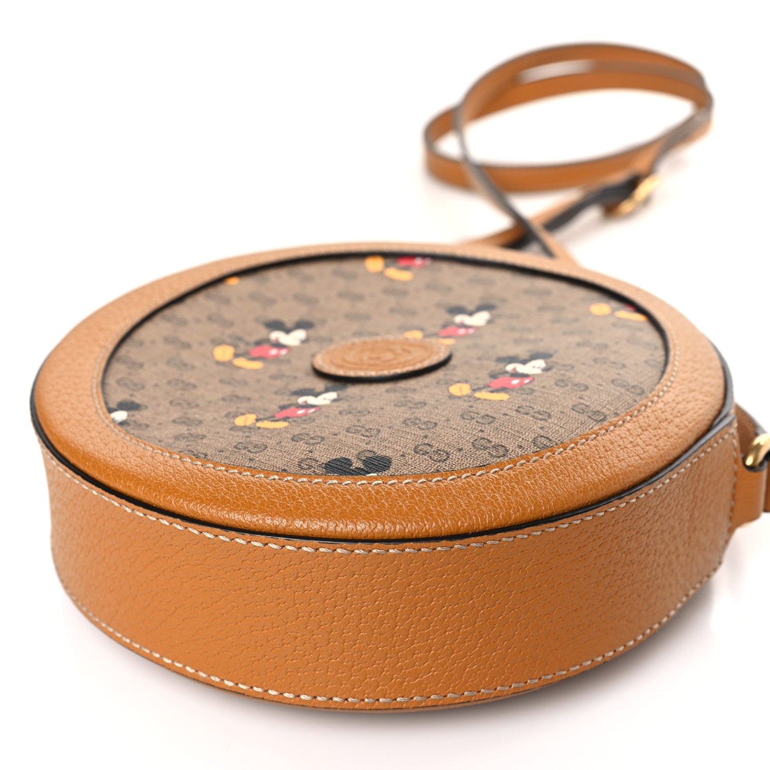 Gucci X DISNEY Mini Vintage GG Supreme Monogram Mickey Mouse Round Shoulder Bag Beige Vintage Sun Oil 9 of 9