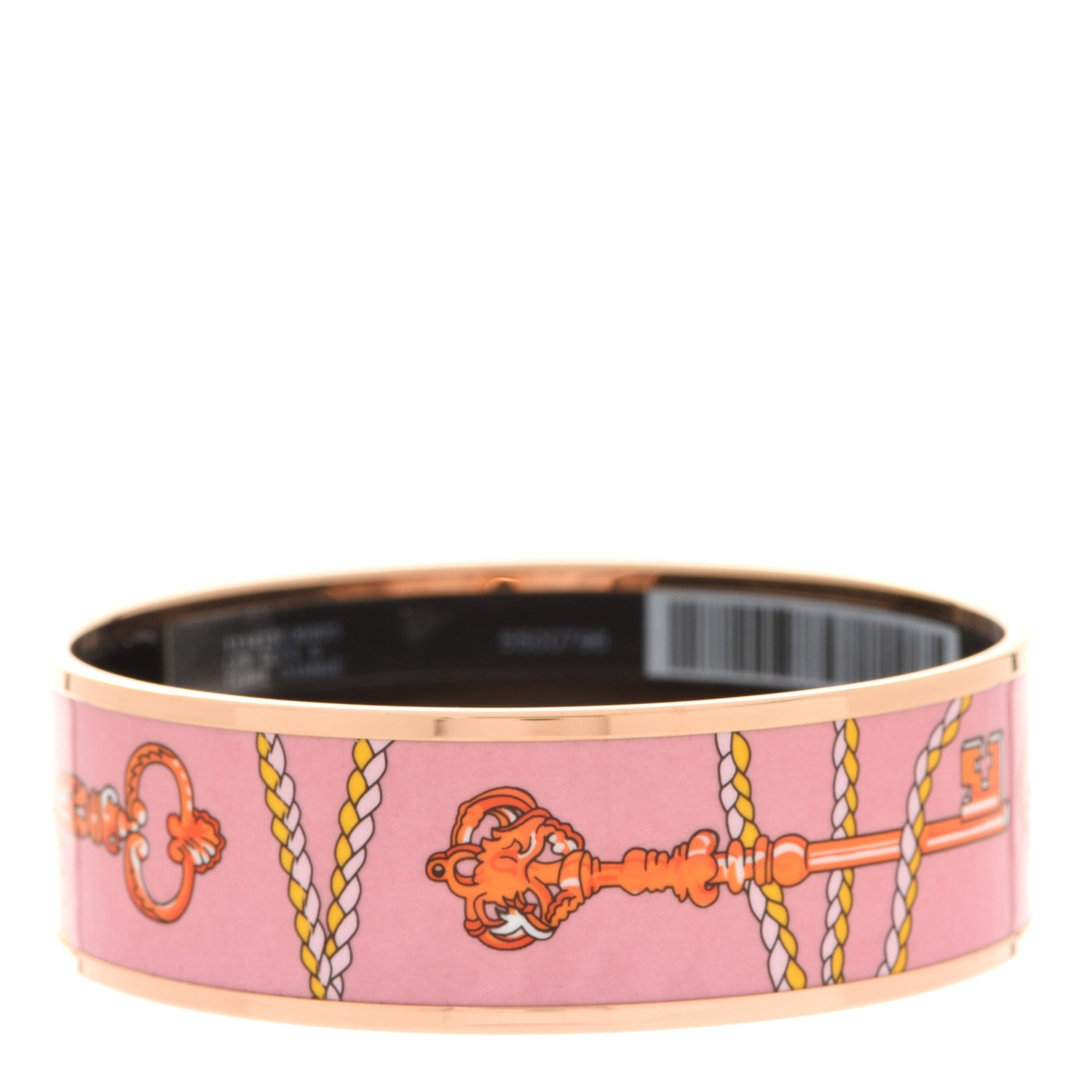 Hermes Enamel Printed Wide Les Cles Bracelet 70 Terre Orange 3 of 6