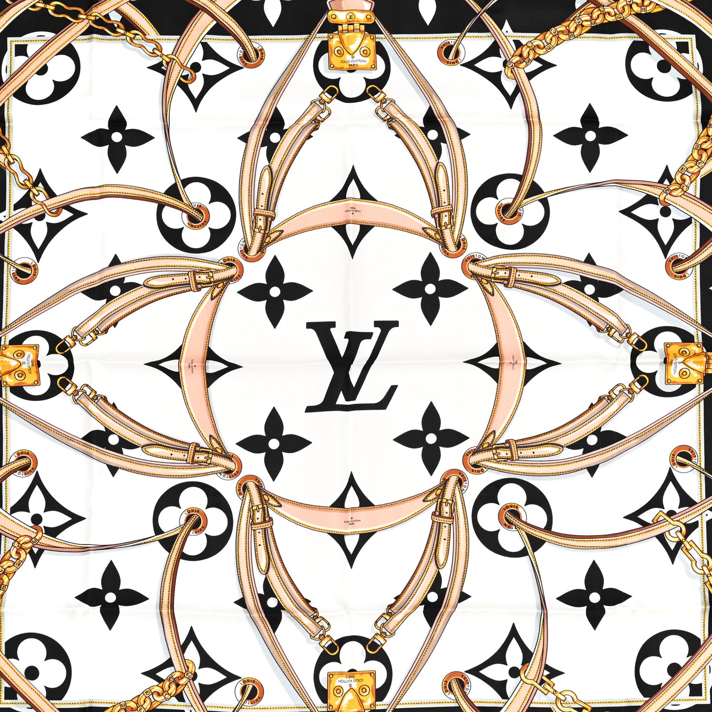 Silk Monogram Ultimate Square 90 Scarf Black