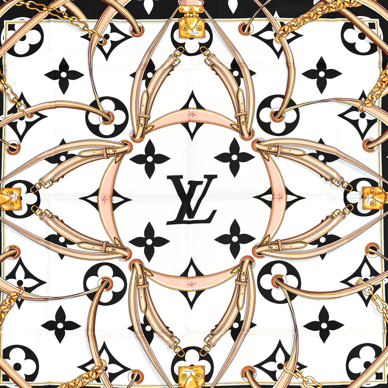 Louis Vuitton Silk Monogram Ultimate Square 90 Scarf Black 3 of 4
