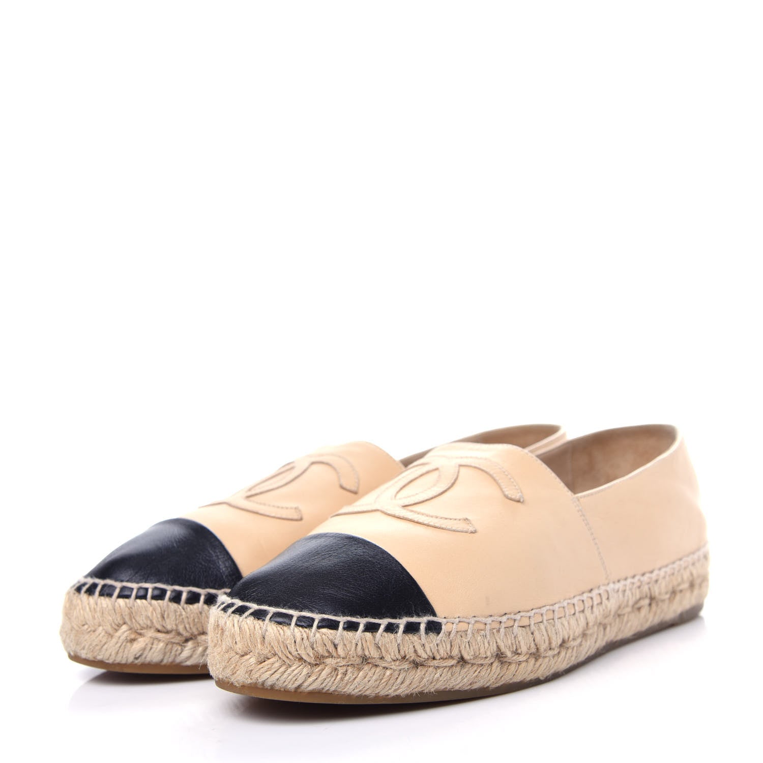 Chanel Lambskin CC Espadrilles 38 Beige Black 3 of 12