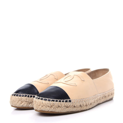 Chanel Lambskin CC Espadrilles 38 Beige Black 3 of 12