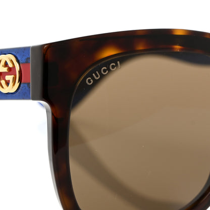 Gucci Acetate Square Frame Web Glitter Sunglasses GG0034S Brown Blue 7 of 8