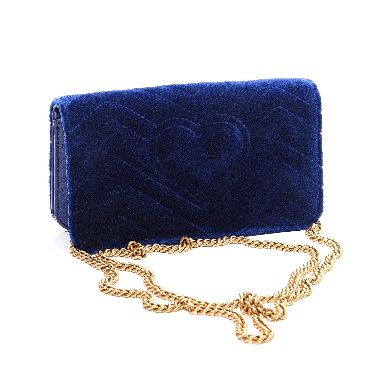 Gucci Velvet Matelasse GG Marmont Mini Bag Cobalt Blue 2 of 12