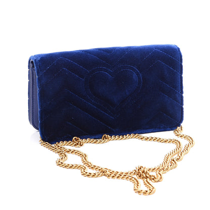 Gucci Velvet Matelasse GG Marmont Mini Bag Cobalt Blue 2 of 12
