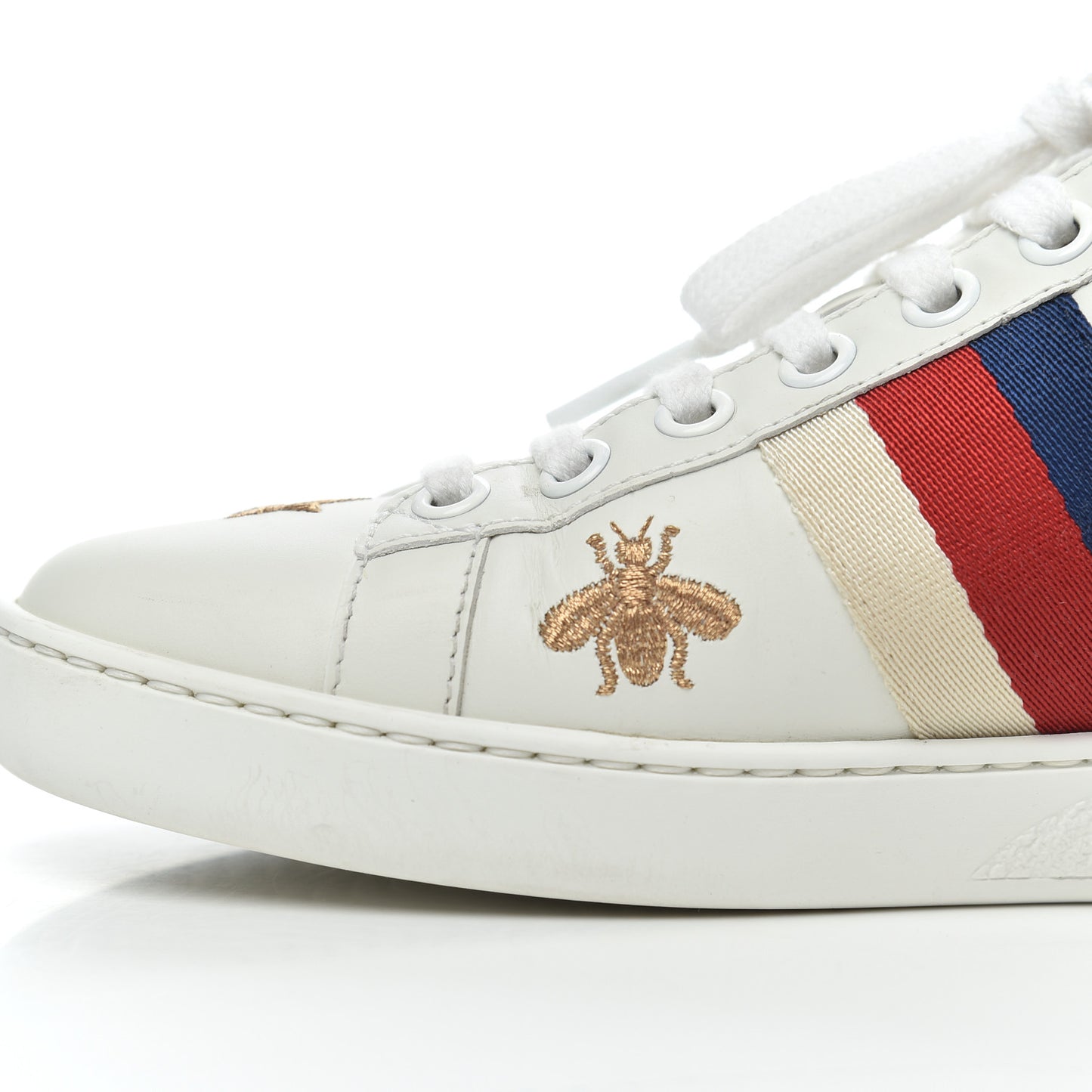 Calfskin Bee Star Embroidered Sylvie Web Ace Sneakers 35 White