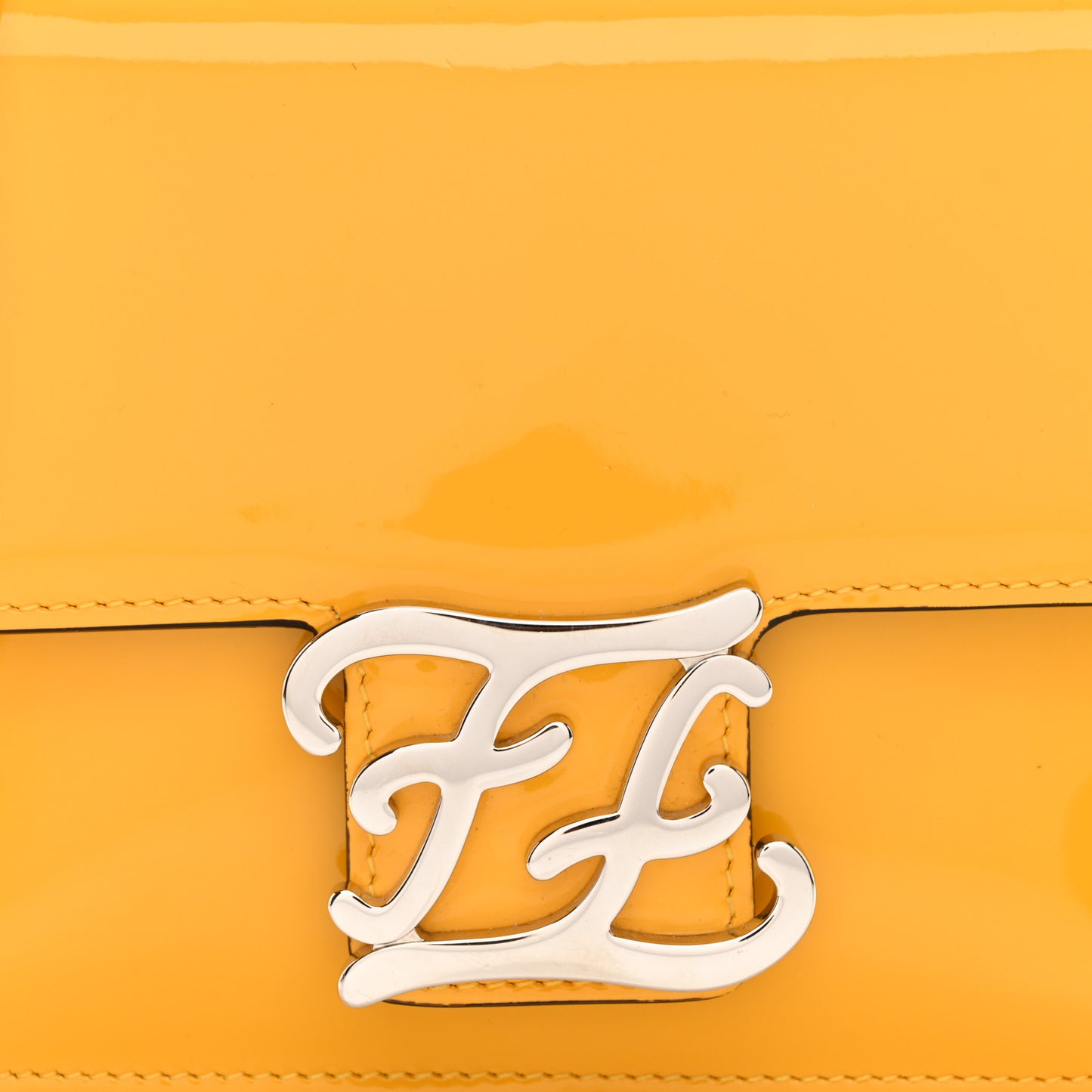 Vitello Vernice Mou Karligraphy Crossbody Bag Giallo