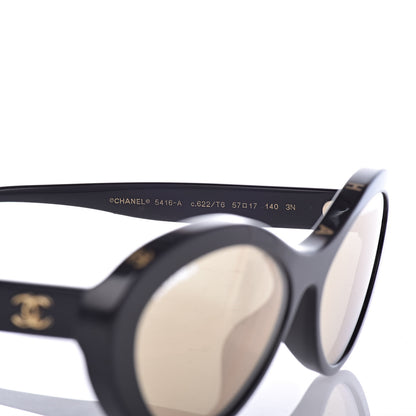 Chanel Acetate 24K Gold Mirror Oval Sunglasses 5416-A Black 6 of 7