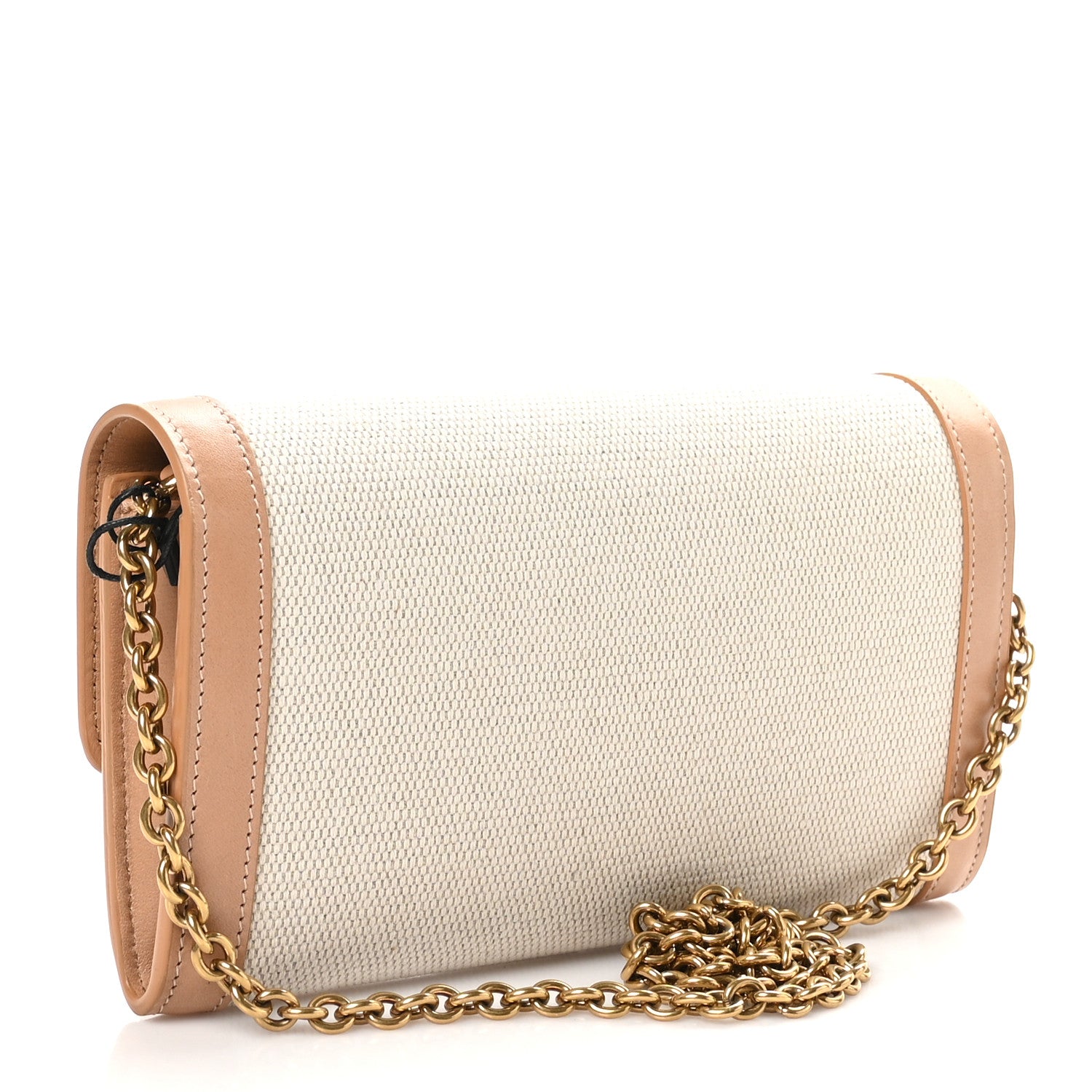 Saint Laurent Calfskin Canvas Le Maillon Chain Wallet Tan 3 of 9