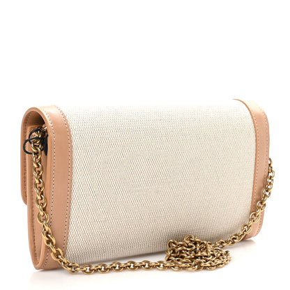 Saint Laurent Calfskin Canvas Le Maillon Chain Wallet Tan 3 of 9