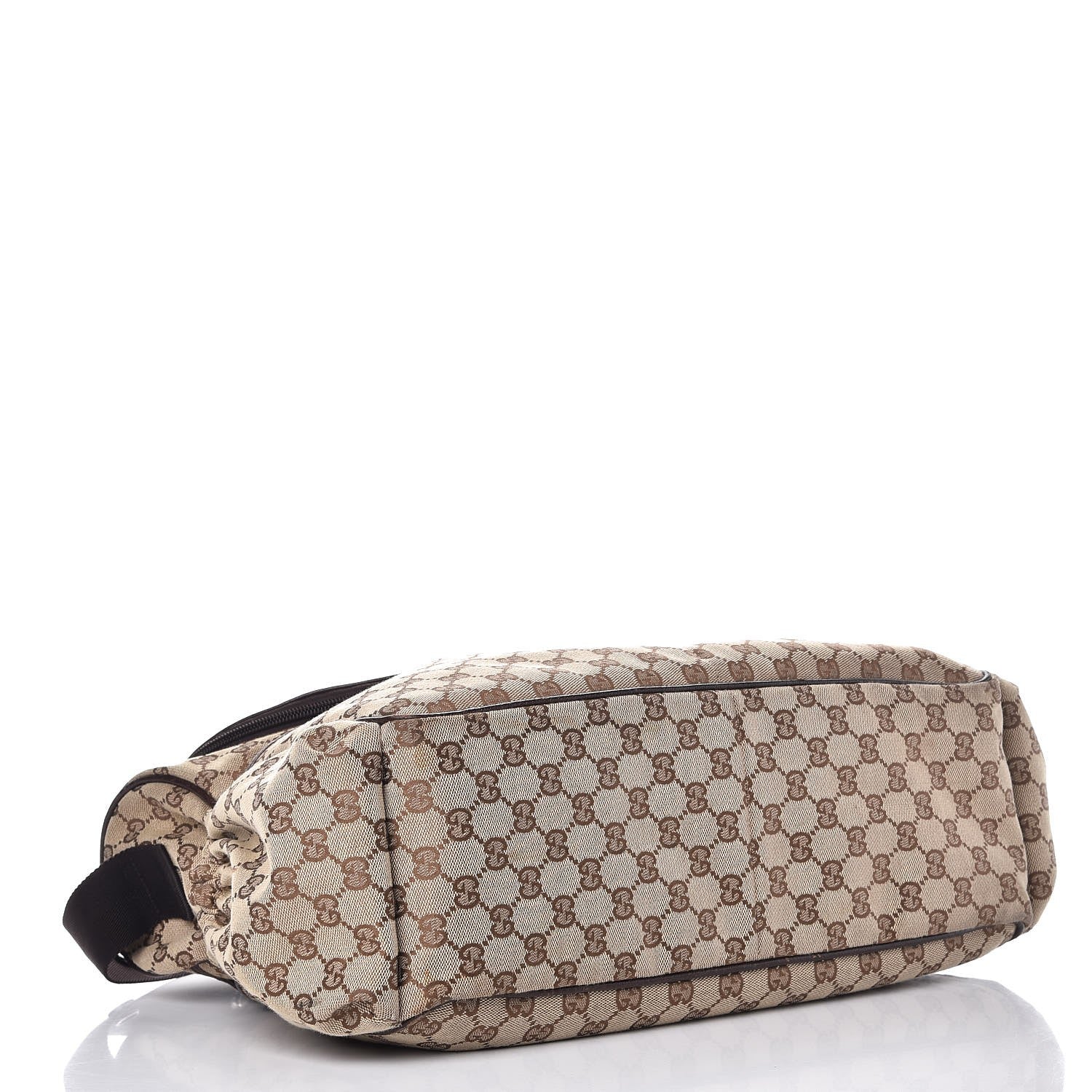 Gucci Monogram Natural Pigskin Large Diaper Bag Beige Ebony Cocoa Dark Chocolate 4 of 15