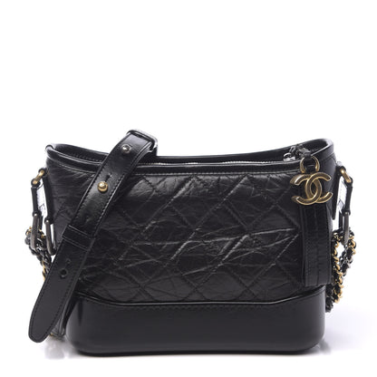Chanel Aged Calfskin Quilted Small Gabrielle Hobo Black 1 of 11