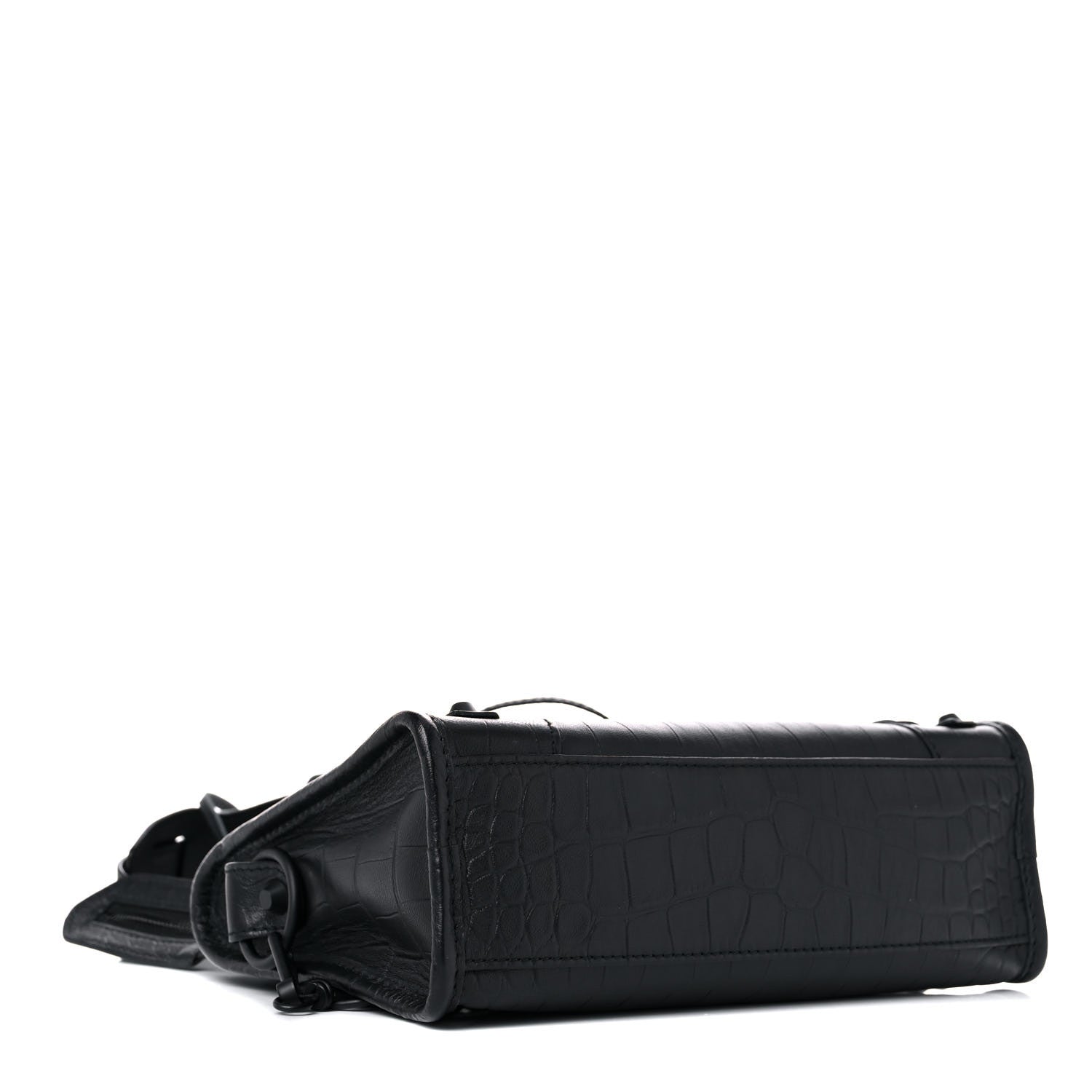 Balenciaga Matte Supple Lambskin Crocodile Embossed Classic Black Hardware Mini City Black 4 of 9