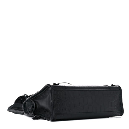 Balenciaga Matte Supple Lambskin Crocodile Embossed Classic Black Hardware Mini City Black 4 of 9